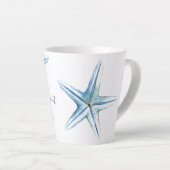 Coastal Blue Starfish Watercolor Art Latte Mug (Right Angle)