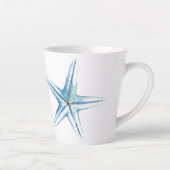 Coastal Blue Starfish Watercolor Art Latte Mug (Right)