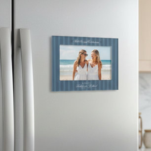 Coastal Blue Stripe Bachelorette Magnetic Frame