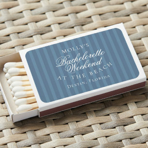 Coastal Blue Stripe Bachelorette Matchboxes