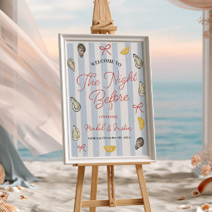 Coastal Blue Stripe Oyster Rehearsal Wedding Foam Board