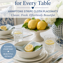 Coastal Blue Stripe Placemat Beach House Table