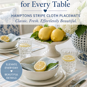 Coastal Blue Stripe Placemat Beach House Table 