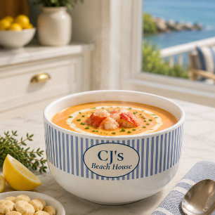 Coastal Blue Stripe Soup Mug