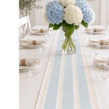 Coastal Blue Stripe Table Runner Beach House Table