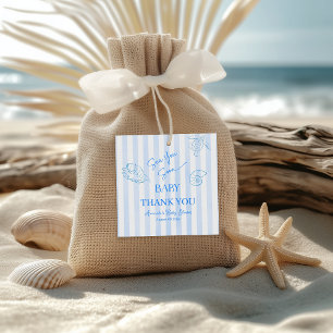 Coastal Blue Stripes Boy Sea You Soon Baby Shower Favor Tags