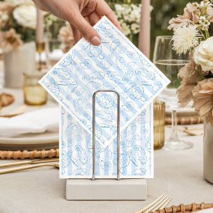 Coastal Blue Stripes Boy Sea You Soon Baby Shower Napkins