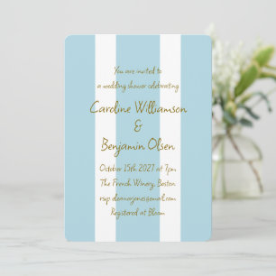 Coastal Blue Stripes Handwritten Wedding Shower Invitation