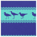 Coastal Blue Turquoise Sandpiper Birds Pattern Fabric