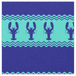 Coastal Blue Turquoise Stripe Lobster Pattern Fabric