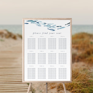 Coastal Blue Watercolor Fish Seating Chart