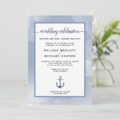 Coastal Blue Watercolor Nautical Event or Wedding Invitation (Standing Front)