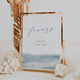 Coastal Blue Watercolor Wedding Favors Sign