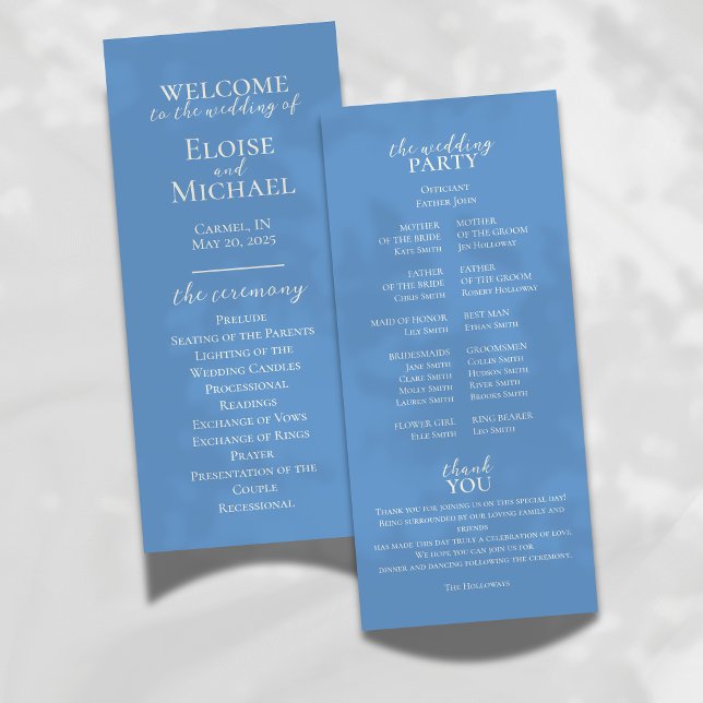 Coastal Blue Wedding Ceremony Program (Guide your guests through the ceremony in style with this Modern Wedding Program.)