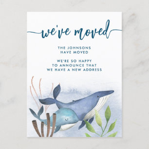 Coastal Blue Whale Nautical New Address Moving Announcement Postcard