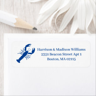 Coastal blue white lobster custom fun Address Label