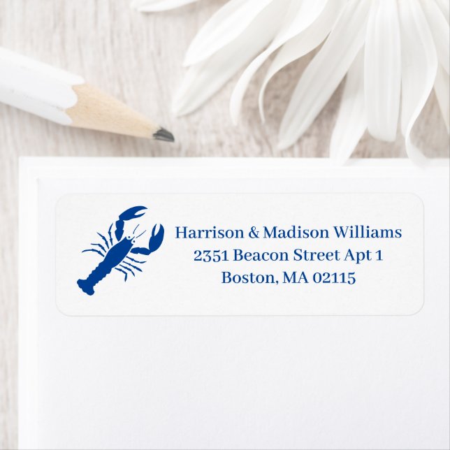 Coastal blue white lobster custom fun Address Label (Insitu)
