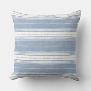 Coastal Blue & White Striped Throw Pillow