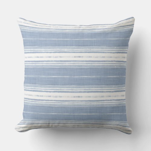 Coastal Blue  White Striped Throw Pillow