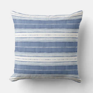 Coastal Blue & White Striped Throw Pillow