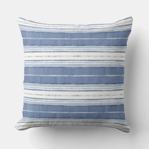 Coastal Blue  White Striped Throw Pillow