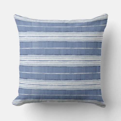 Coastal Blue White Striped Throw Pillow