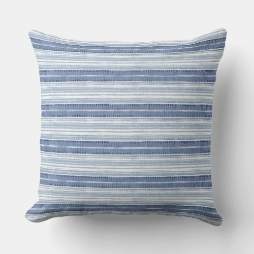Coastal Blue White Stripes Throw Pillow