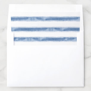 Coastal Blues Hand-Painted Navy Stripe Wedding Envelope Liner