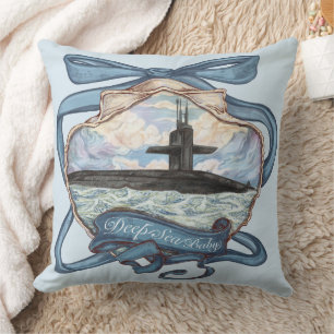 Coastal Blues Submarine Throw Pillow