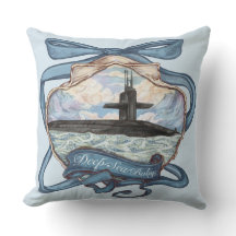 Coastal Blues Submarine Throw Pillow