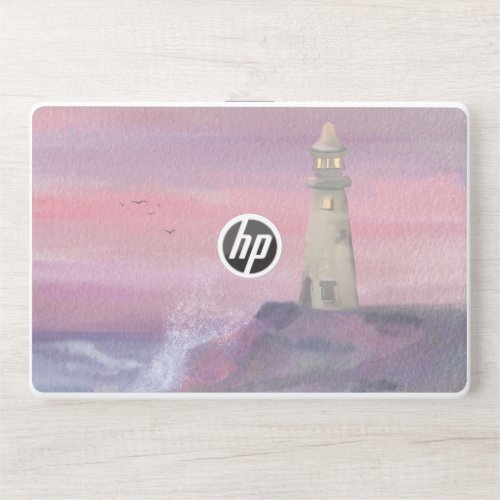 Coastal Bluff Lighthouse With Pink Sky HP Laptop Skin