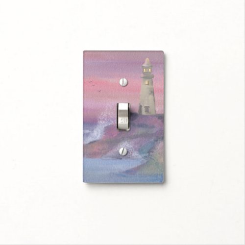 Coastal Bluff Lighthouse With Pink Sky Light Switch Cover