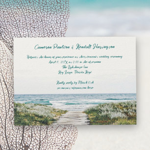 Coastal Boardwalk Handwritten Quill Pen Wedding Invitation