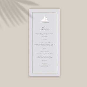 Coastal Boat Nautical Faux Embossed Formal Wedding Menu
