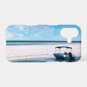 Coastal Boat Wall Art Minimalist Ocean Blue iPhone 17 Case