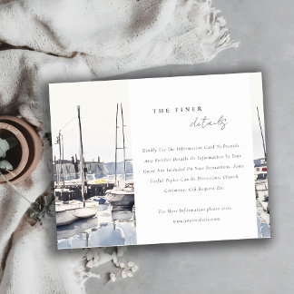 Coastal Boats at Harbor Seascape Wedding Details Enclosure Card