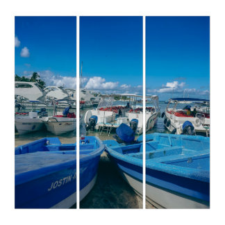 Coastal Boats on the Water Photography Poster Triptych