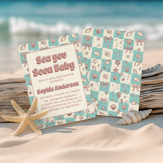 Coastal Boho Sea You Soon Baby Shower Invitation