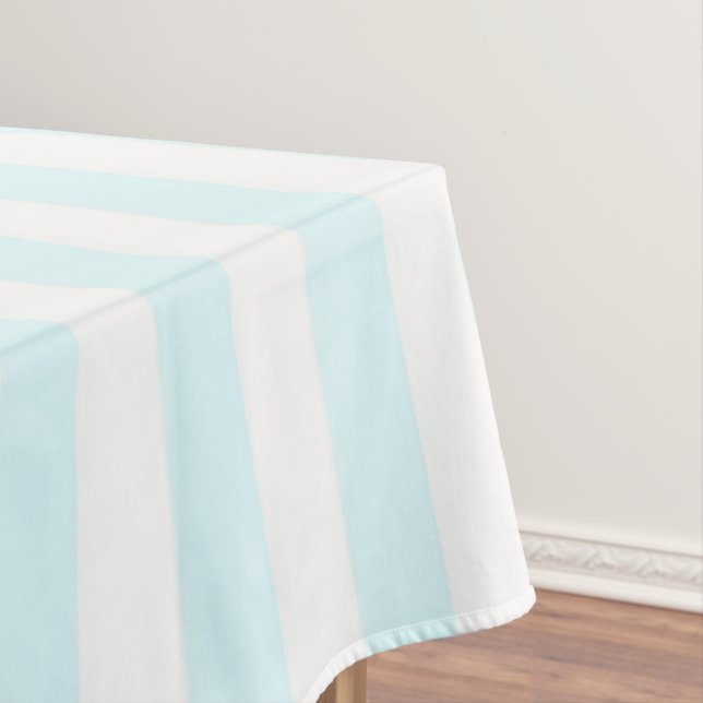 Coastal Boho Soft Blue Pastel Stripes Pattern Tablecloth (In Situ)