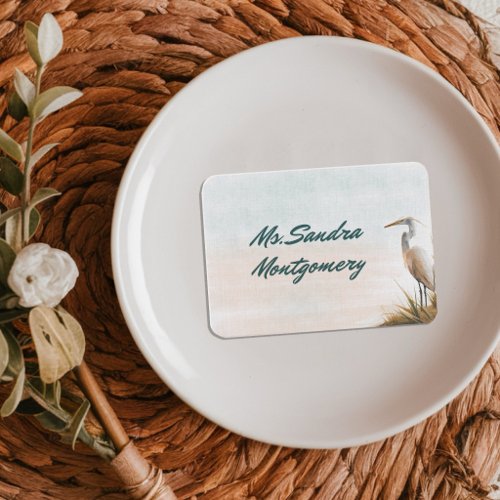 Coastal Boho Wedding White Egret Place Card
