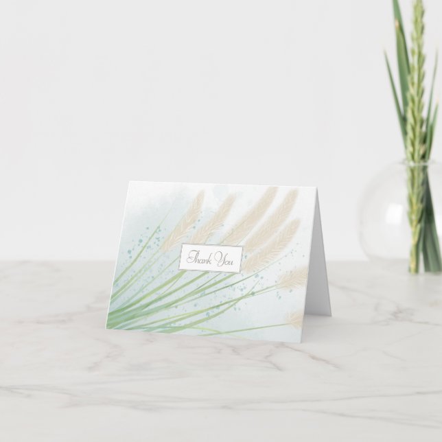 Coastal Botanical Wedding Thank You Card (Front)