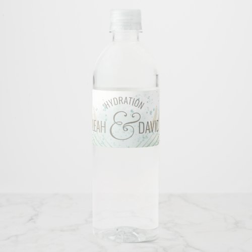 Coastal Botanical Wedding Water Bottle Label