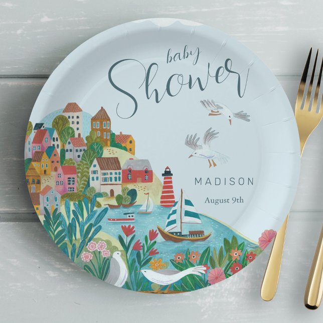 Coastal boy baby shower party paper plates (Coastal boy baby shower party paper plates)