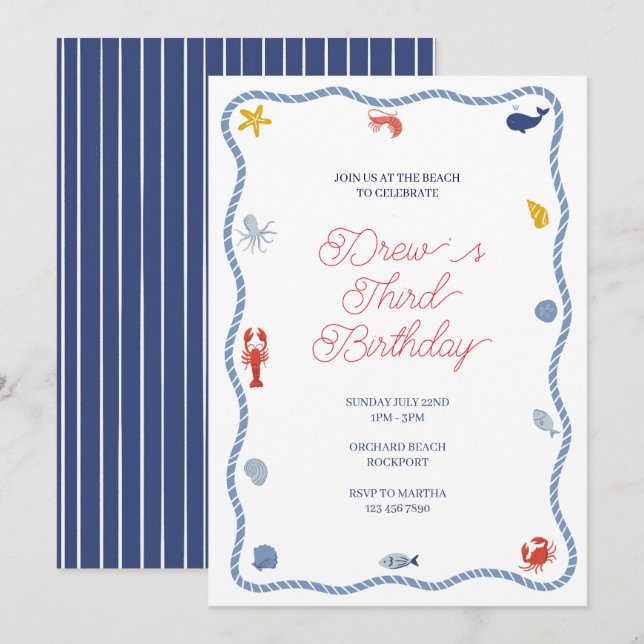 Coastal Boys Birthday Invitation (Front/Back)