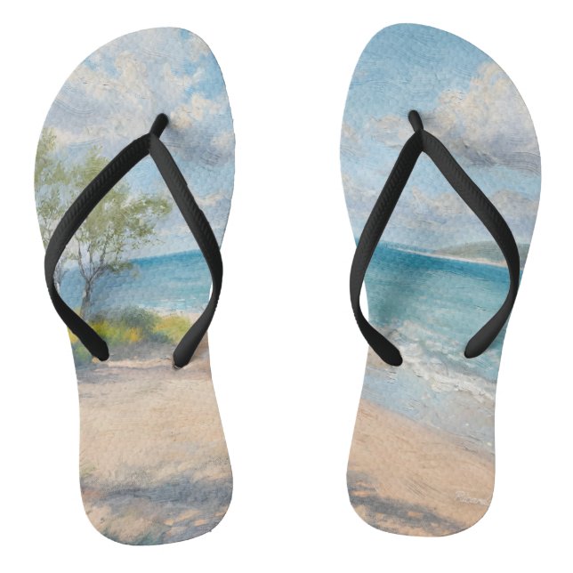 Coastal Breeze Fine Art Beach Print Flip Flops (Footbed)