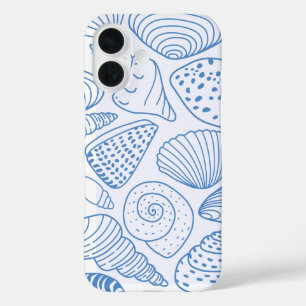 Coastal Breeze – Light Blue Beach Shell iPhone 16 Case