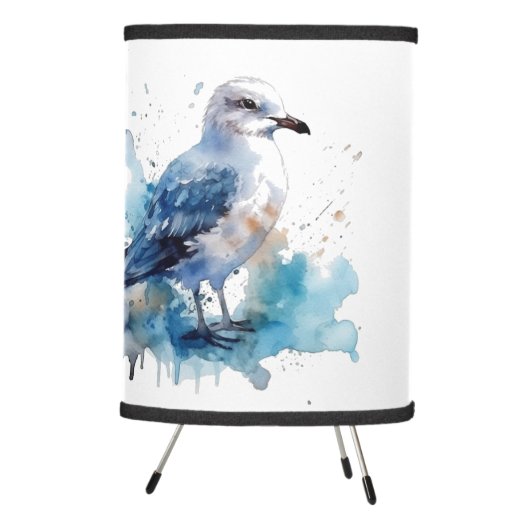 Coastal Breeze: Watercolor Seagull Tripod Lamp (Right)