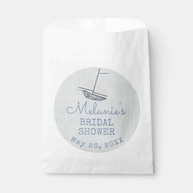 Coastal Bridal Shower Boat Stripe  Favor Bag (Front)