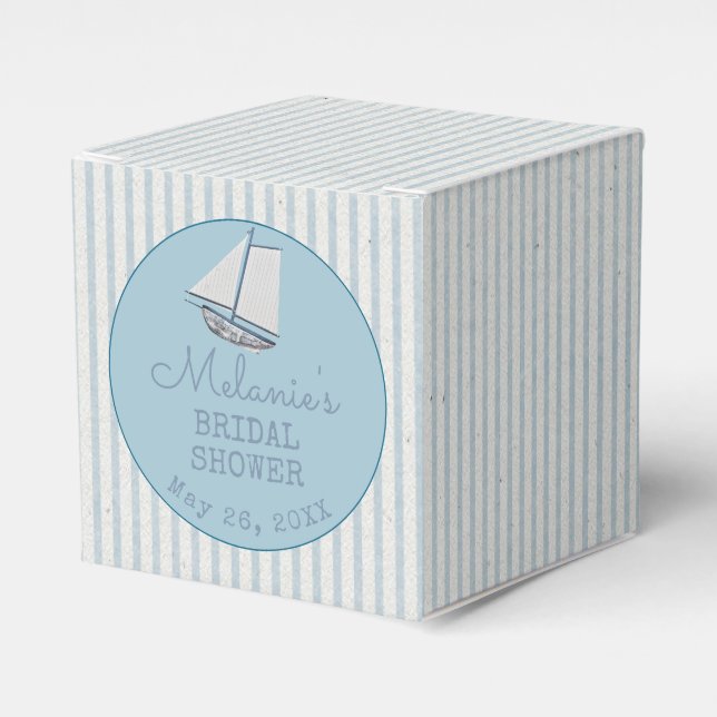 Coastal Bridal Shower Boat Stripe  Favor Boxes (Front Side)