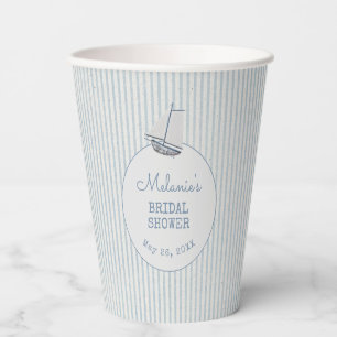 Coastal Bridal Shower Boat Stripe Paper Cups